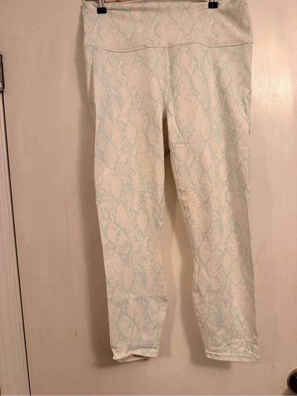 Women’s White & Light Blue Snake-Print Active Leggings